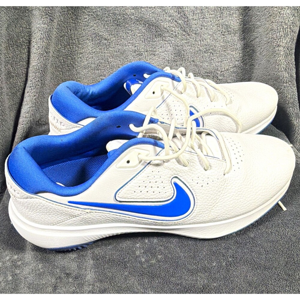 Nike Victory Pro Men's Spiked Golf Shoes White/Blue Lace-Up Low Top Sneaker